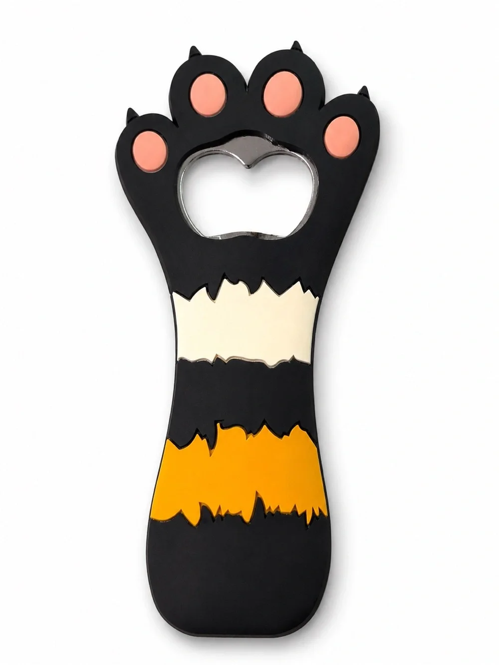 Cute Cat Paw Magnetic Bottle Opener Fridge Magnet Black & Orange Novelty